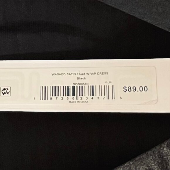 Steve Madden Washed Satin Faux Wrap Dress in black (L) New with Tag - Picture 9 of 13